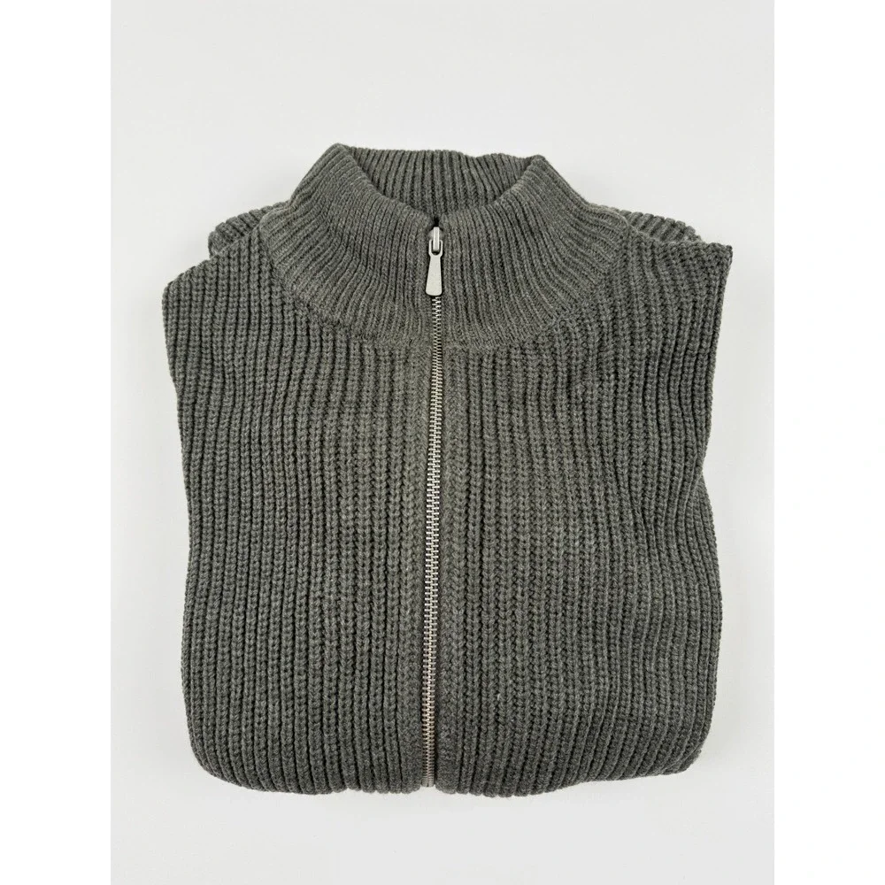 ASOS DESIGN Knitted Oversized Fisherman‎ Rib Zip Through - Grey Size XL NWT